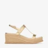 Theia Wedge 60 Goudkleurige metallic leren sleehak sandalen Theia Wedge 60 Goudkleurige metallic leren sleehak sandalen