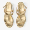 Theia Wedge 60 Goudkleurige metallic leren sleehak sandalen Theia Wedge 60 Goudkleurige metallic leren sleehak sandalen