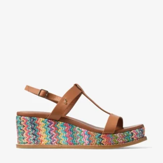Theia Wedge 60 Multi Chevron Raffia sandalen met sleehak