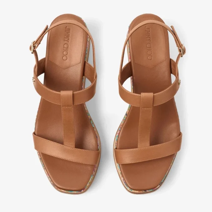 Theia Wedge 60 Multi Chevron Raffia sandalen met sleehak Theia Wedge 60 Multi Chevron Raffia sandalen met sleehak