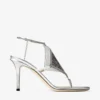 Tong Metallic Nappa Leren Sandaal met Metalen Gaas Tong Metallic Nappa Leren Sandaal met Metalen Gaas