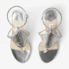 Tong Metallic Nappa Leren Sandaal met Metalen Gaas Tong Metallic Nappa Leren Sandaal met Metalen Gaas