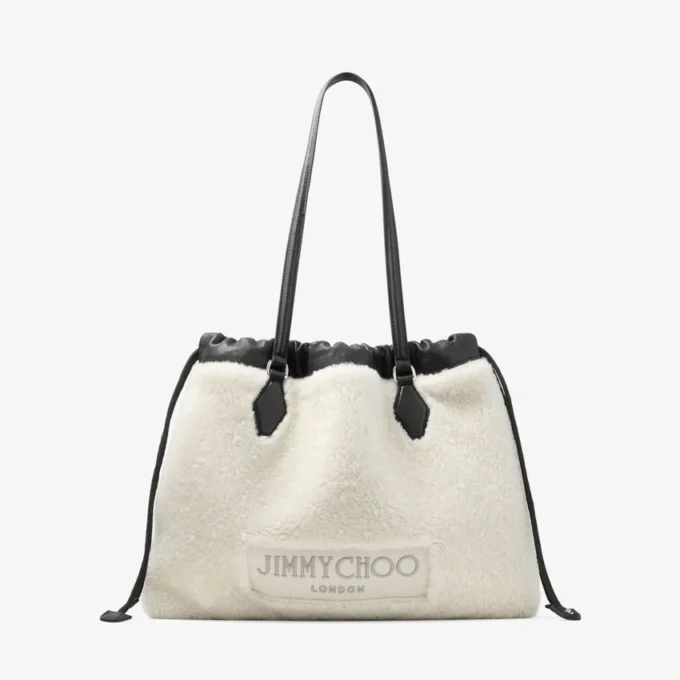 Tote met trekkoord Medium natuurlijke schapenvacht tote met trekkoord en leren afwerking Tote met trekkoord Medium natuurlijke schapenvacht tote met trekkoord en leren afwerking