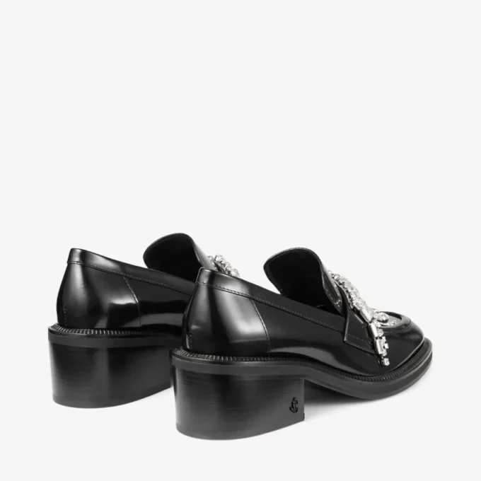 Tylor 60 Zwarte loafers van zacht boxkalfsleer met kristallen kroonluchter Tylor 60 Zwarte loafers van zacht boxkalfsleer met kristallen kroonluchter
