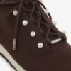 Veles chocoladebruine sneakers van gemêleerd kasjmierbreisel met parelknopen Veles chocoladebruine sneakers van gemêleerd kasjmierbreisel met parelknopen