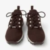 Veles chocoladebruine sneakers van gemêleerd kasjmierbreisel met parelknopen Veles chocoladebruine sneakers van gemêleerd kasjmierbreisel met parelknopen