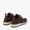 Veles chocoladebruine sneakers van gemêleerd kasjmierbreisel met parelknopen Veles chocoladebruine sneakers van gemêleerd kasjmierbreisel met parelknopen