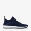 Veles marineblauwe sneakers van gemêleerd kasjmierbreisel met parelknopen Veles marineblauwe sneakers van gemêleerd kasjmierbreisel met parelknopen