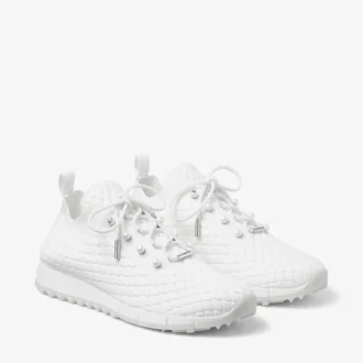 Veles witte sneakers van gestructureerd breisel