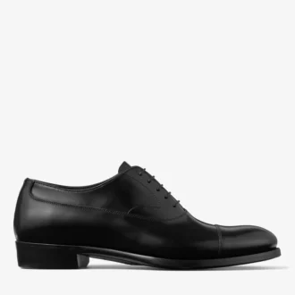 Vine Lace Up Zwarte gladde kalfsleren veterschoenen