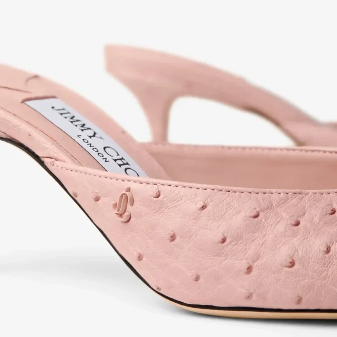 Vivi 65 roze muiltjes van struisvogelleer Vivi 65 roze muiltjes van struisvogelleer