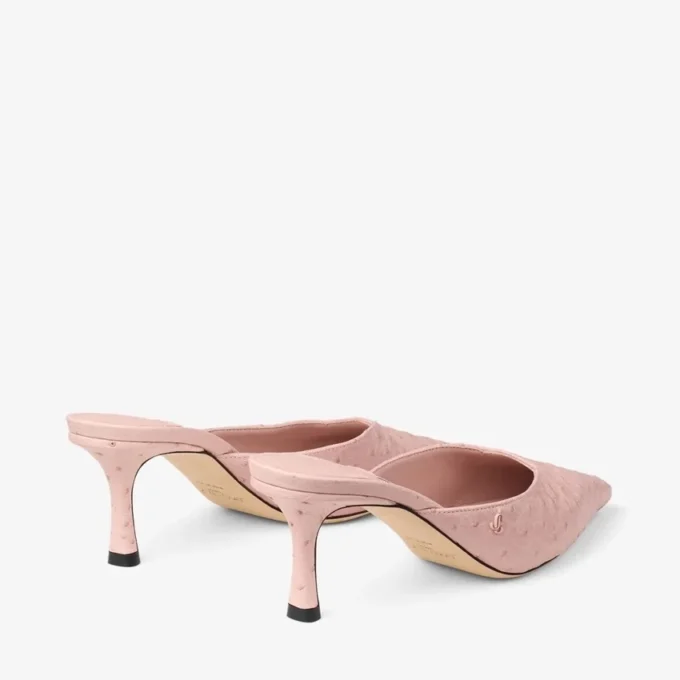 Vivi 65 roze muiltjes van struisvogelleer Vivi 65 roze muiltjes van struisvogelleer