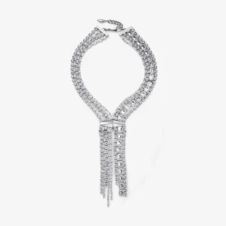 Zandra-ketting Kristallen ketting met zilveren afwerking