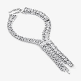 Zandra-ketting Kristallen ketting met zilveren afwerking