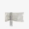 Zandra lichte, zachtgouden glanzende suède clutch met kettingarmband Zandra lichte, zachtgouden glanzende suède clutch met kettingarmband
