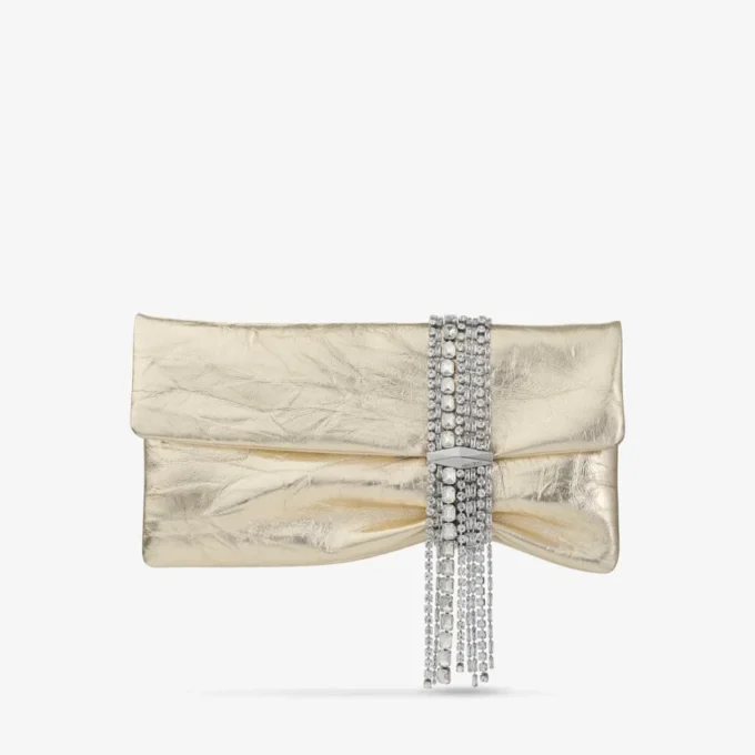 Zandra platina vintage metallic leren clutch Zandra platina vintage metallic leren clutch