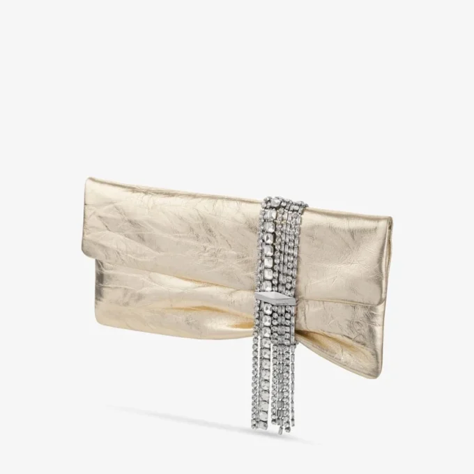 Zandra platina vintage metallic leren clutch Zandra platina vintage metallic leren clutch