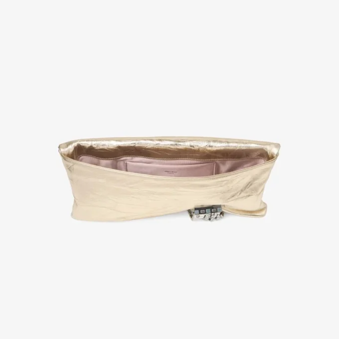 Zandra platina vintage metallic leren clutch Zandra platina vintage metallic leren clutch