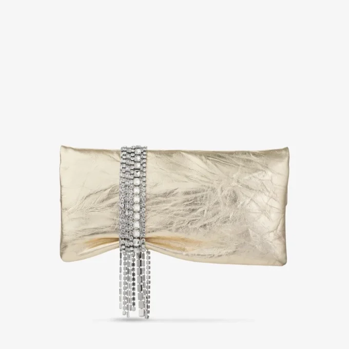 Zandra platina vintage metallic leren clutch Zandra platina vintage metallic leren clutch
