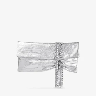 Zandra zilveren vintage metallic leren clutch