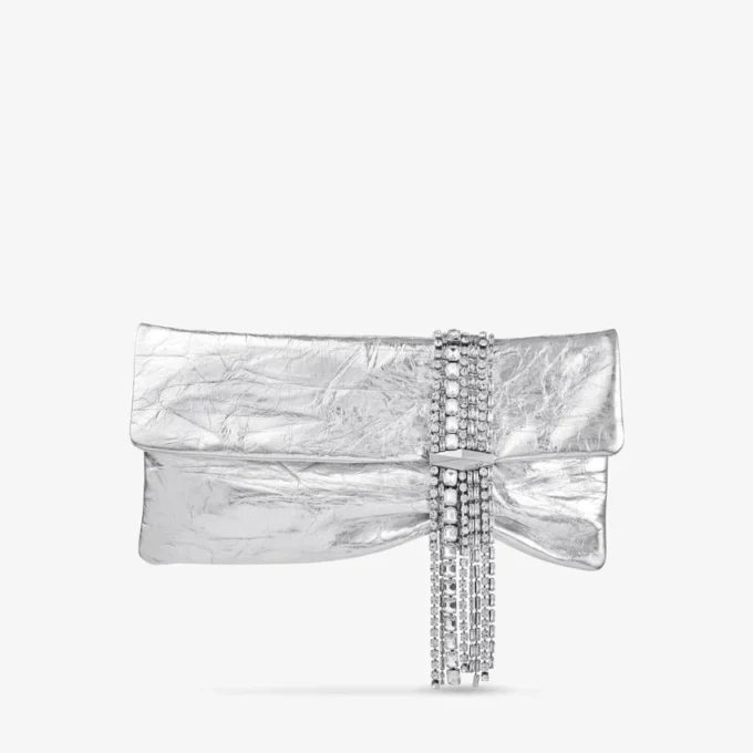Zandra zilveren vintage metallic leren clutch Zandra zilveren vintage metallic leren clutch