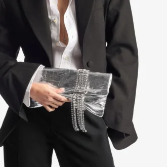 Zandra zilveren vintage metallic leren clutch