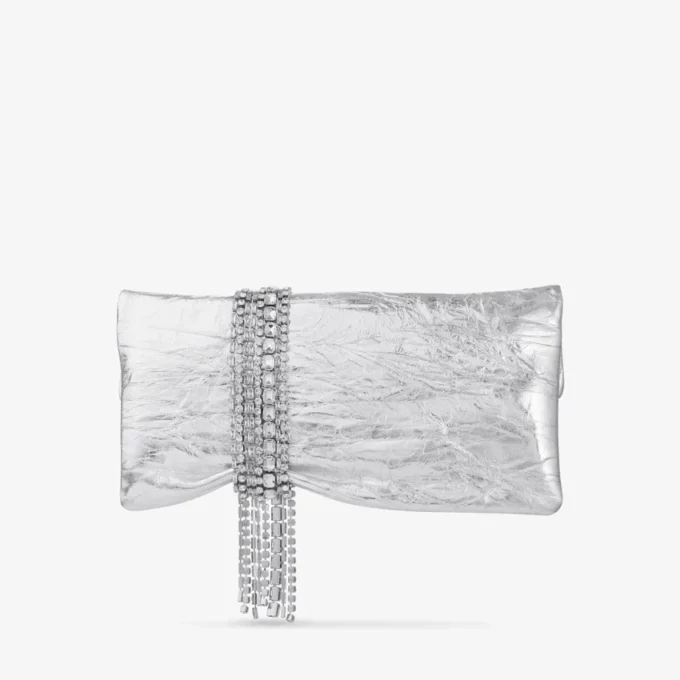 Zandra zilveren vintage metallic leren clutch Zandra zilveren vintage metallic leren clutch