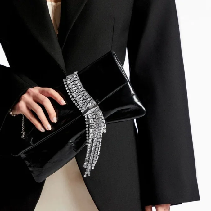 Zandra zwarte vintage metallic leren clutch Zandra zwarte vintage metallic leren clutch