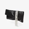 Zandra zwarte vintage metallic leren clutch Zandra zwarte vintage metallic leren clutch