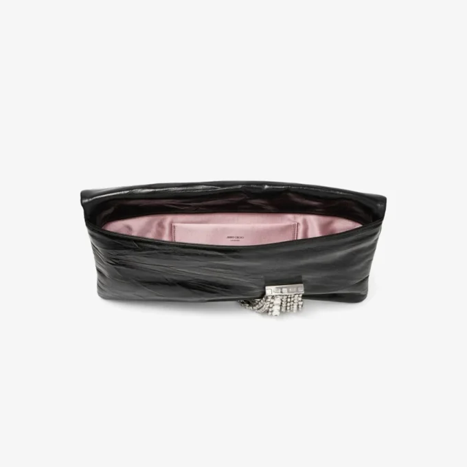 Zandra zwarte vintage metallic leren clutch Zandra zwarte vintage metallic leren clutch
