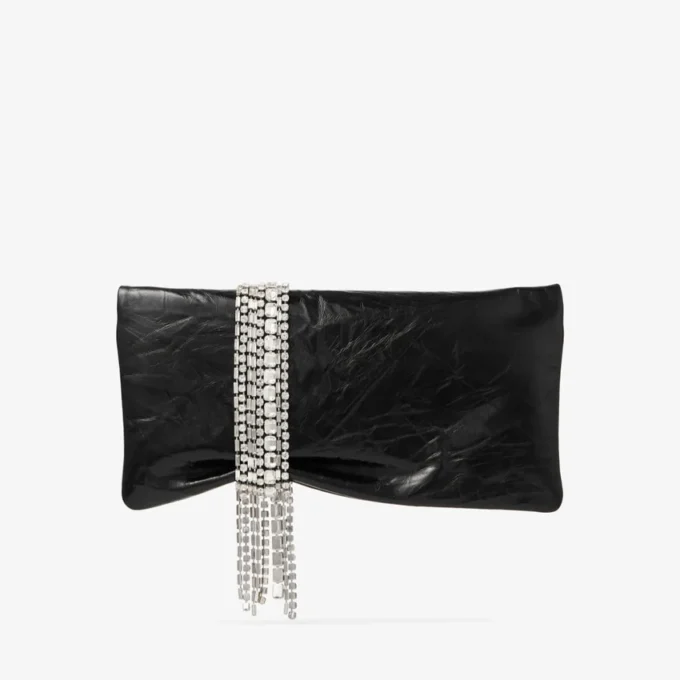 Zandra zwarte vintage metallic leren clutch Zandra zwarte vintage metallic leren clutch