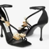 Zea 95 zwarte satijnen sandalen met metalen bloemen Zea 95 zwarte satijnen sandalen met metalen bloemen
