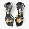 Zea 95 zwarte satijnen sandalen met metalen bloemen Zea 95 zwarte satijnen sandalen met metalen bloemen