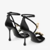 Zea 95 zwarte satijnen sandalen met metalen bloemen Zea 95 zwarte satijnen sandalen met metalen bloemen